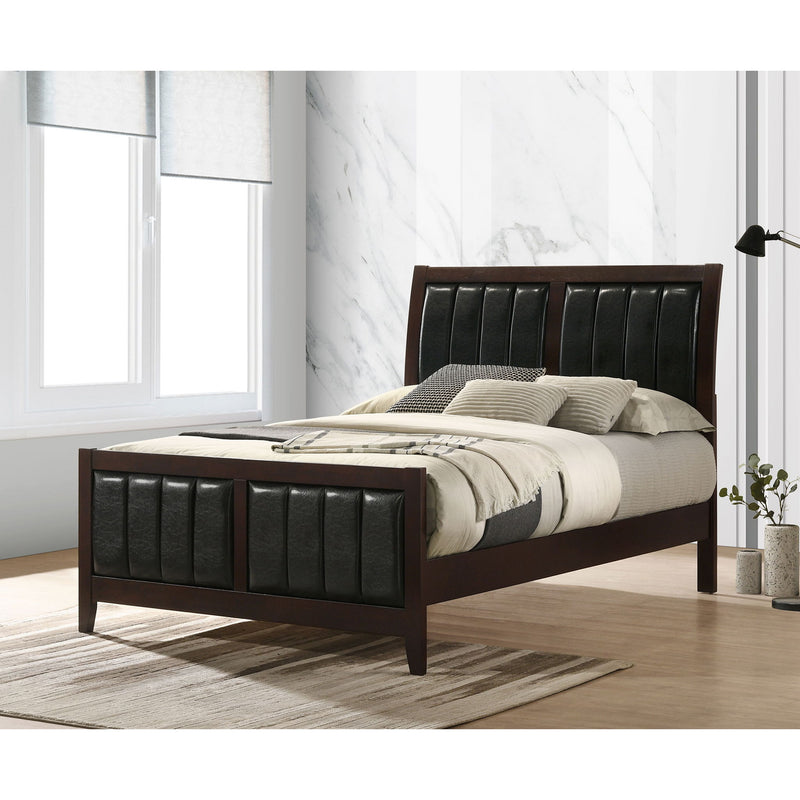 Full Panel Bed With Tufted Headboard Frame - Brown
