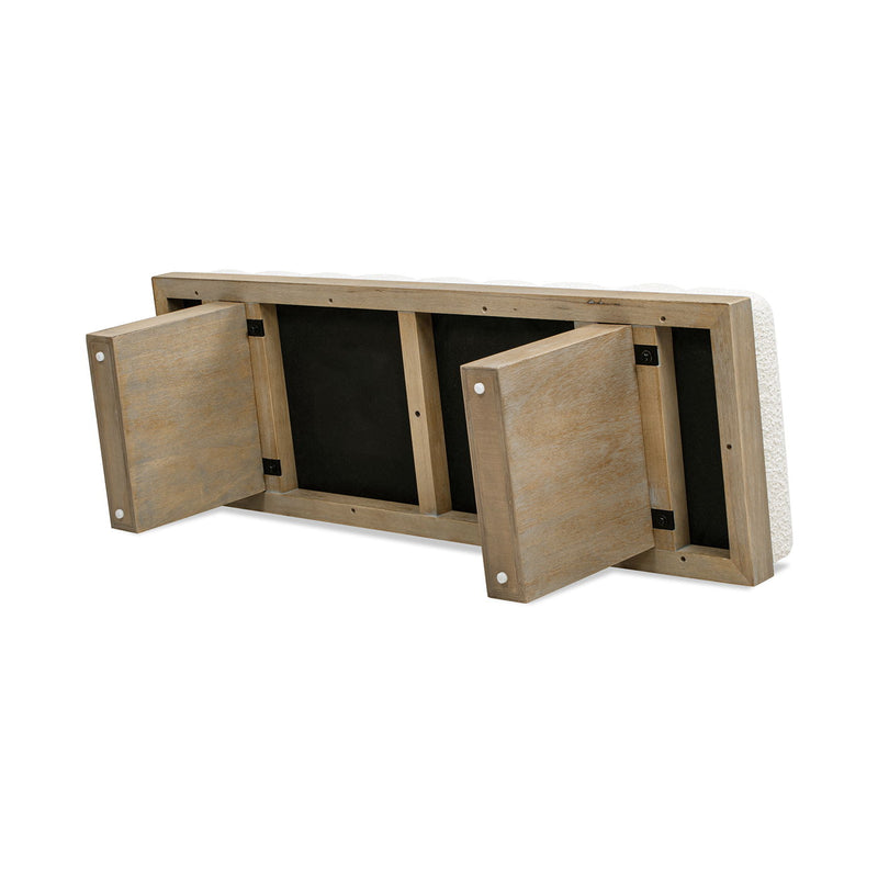 Bella - Upholstered Modern Accent Bench - Ivory White