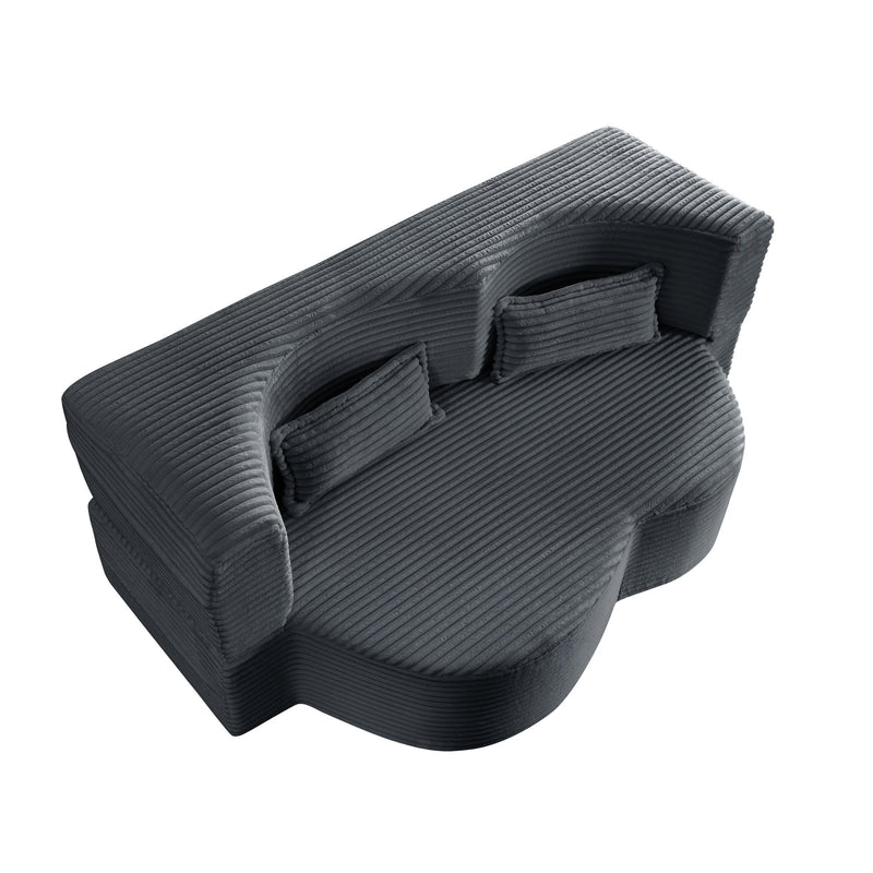 Floor Convertible Sleeper Sofa Bed With 2 Pillows