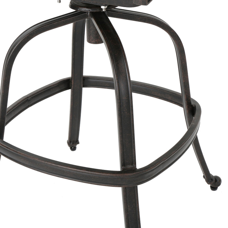 Outdoor Cast Aluminum Swivel Bar Stool With Scrolled Arms - Bronze
