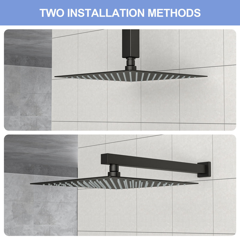 Modern 10" Square Rainfall Shower Head & Stainless Steel Wall Or Ceiling Mount Luxury Spa Shower Panel