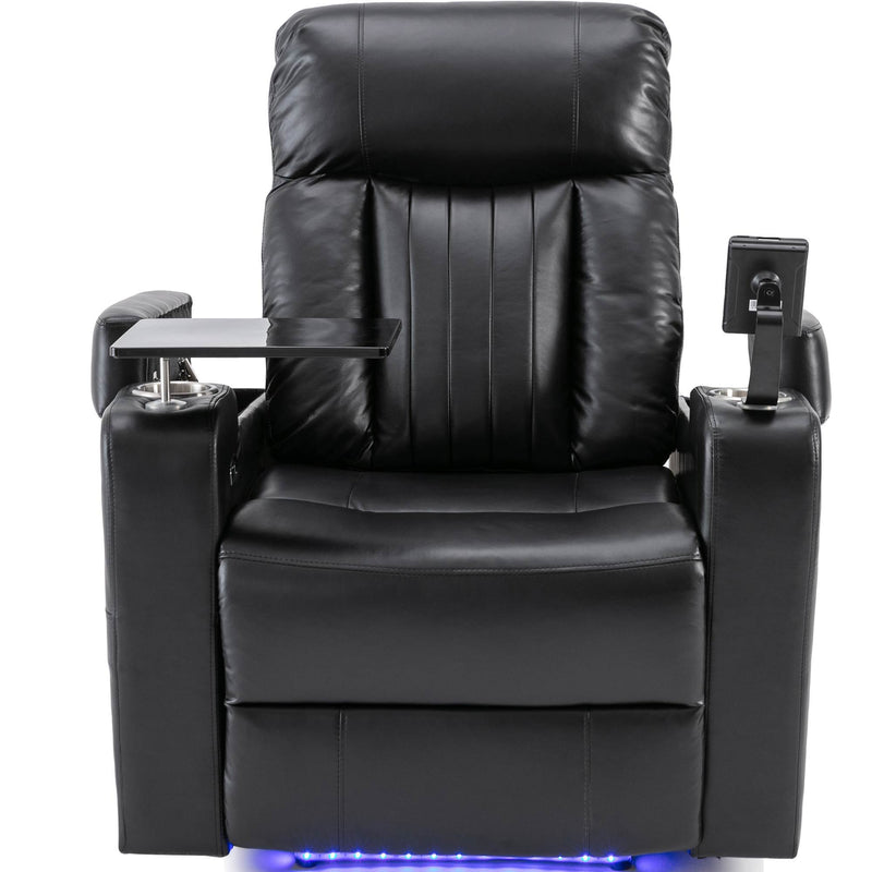 Premium Power Recliner & Storage Arms, Cupholders, Swivel Tray Table And Cell Phone Stand - Black