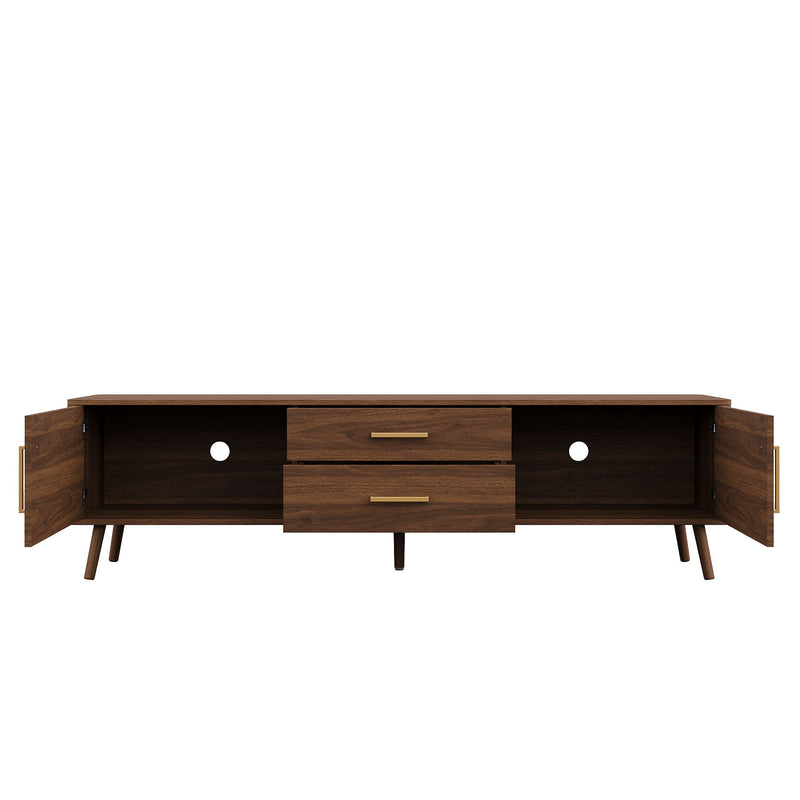 70" TV Stand With Storage Drawers And Cabinets For TVs Up To 80" - Walnut