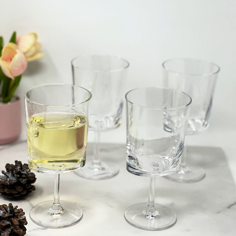 Leadingware Oval Halo Plastic Wine Glasses (Set of 4)