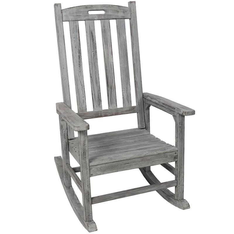 Oversized Porch Rocker Chair With Wide Seat And Tall Backrest