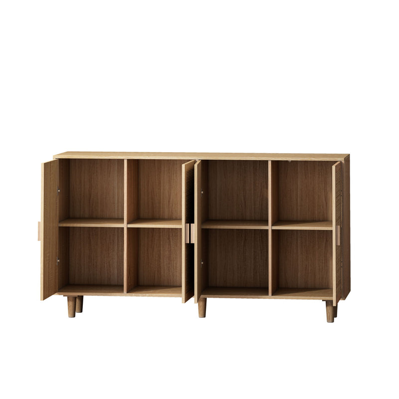 Elegant And Functional 4 Door Rattan Decorative Storage Cabinet