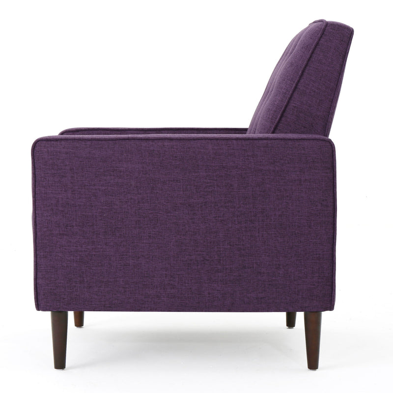Mid-Century Modern Recliner With Button Tufted Waffle Stitch