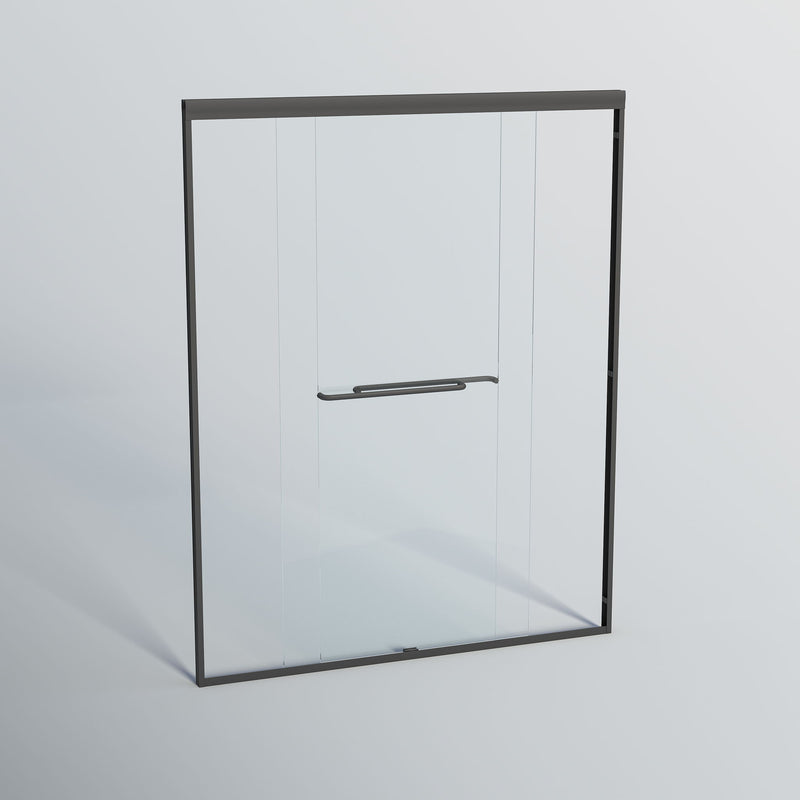 Double Sliding Shower Door, Semi-Frameless Bypass Bathroom Sliding Door With 1/4" (6 Mm) Tempered Glass For Walk-In Shower