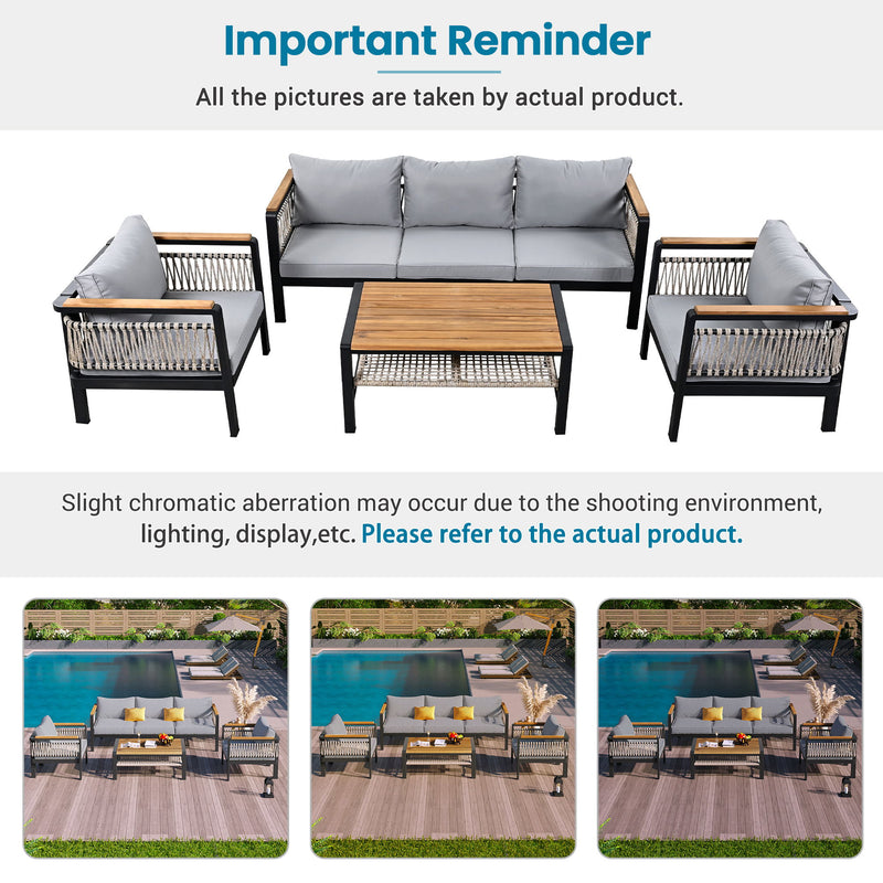 4 Pieces Outdoor Sectional Sofa Set 5 Person Patio Seating Group Outdoor Conversation Set With Cushions And A Coffee Table For Patios
