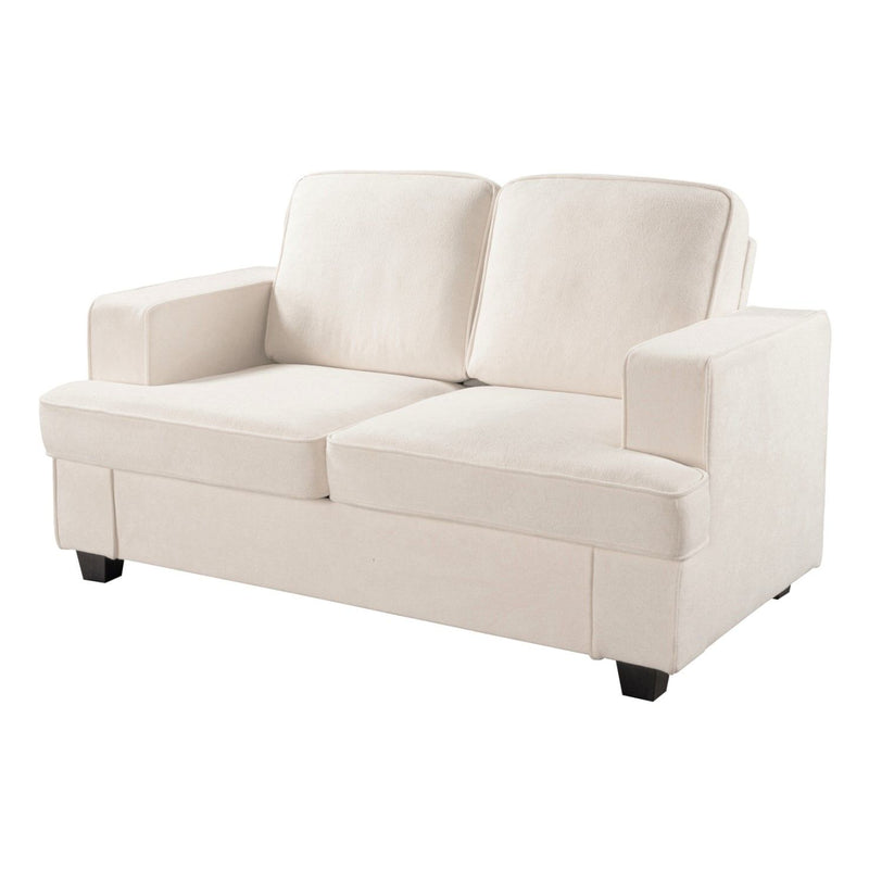 Modern Loveseat, Comfortable 2 Seater Couch With Deep Seating, Loose Back Cushions, Wide Arms