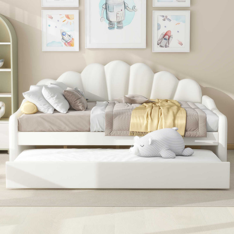 Upholstery Daybed Frame With Shell Shaped Backrest