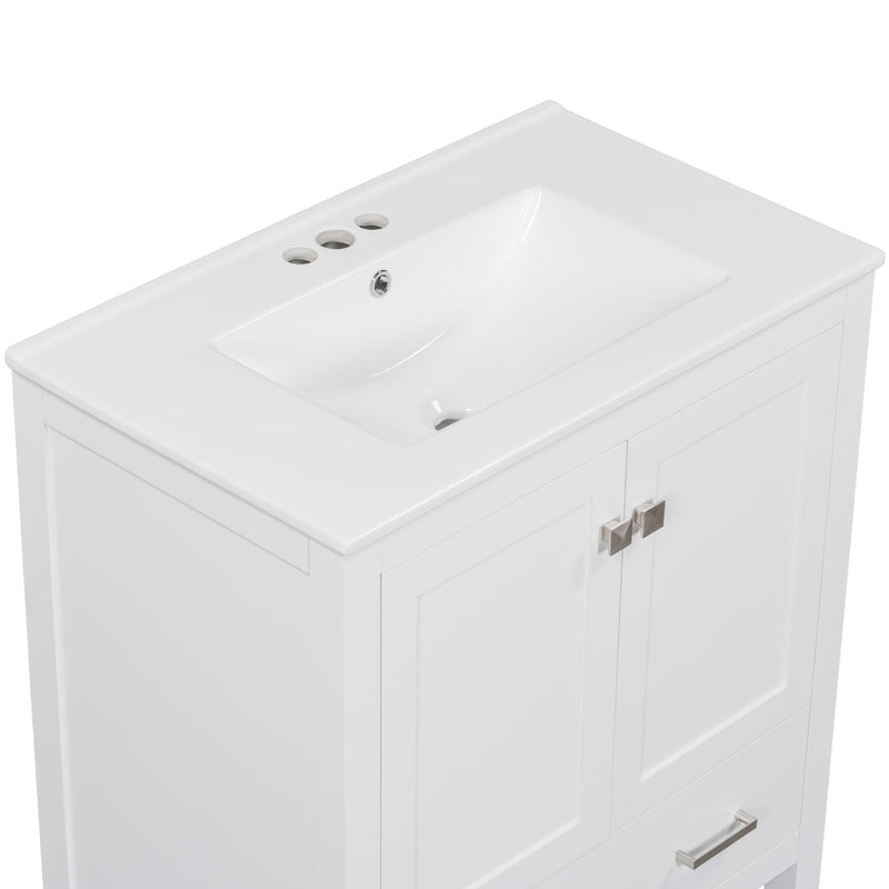 Bathroom Vanity With Single Sink, Combo Cabinet Undermount Sink, Bathroom Storage Cabinet With Two Doors And A Drawer, Soft Closing, Multifunctional Storage, Solid Wood Frame