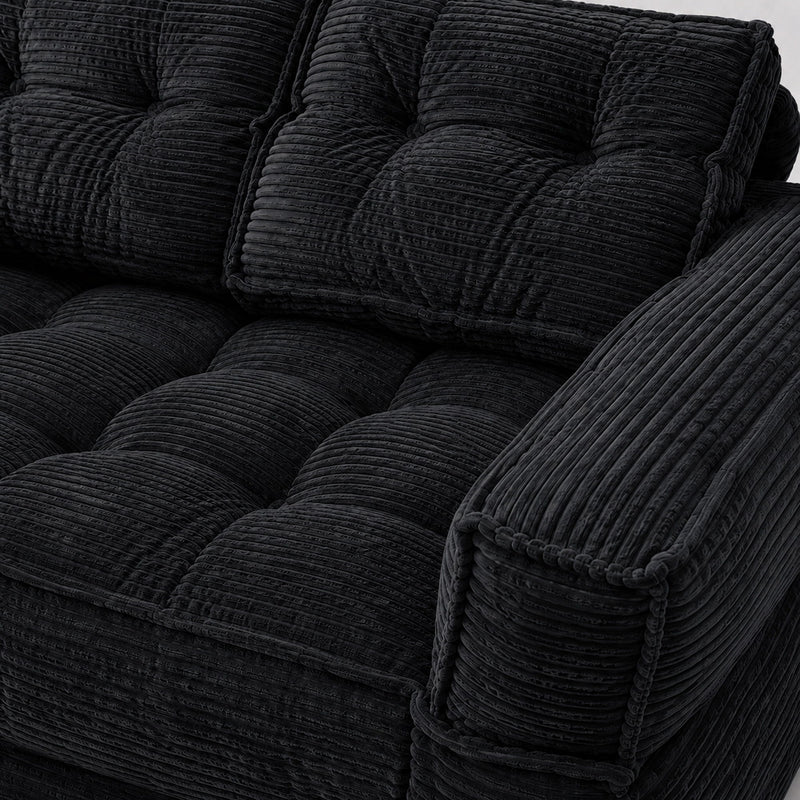 2 Seater Modular Corduroy Sofa With Chaise Lounge For Living Room