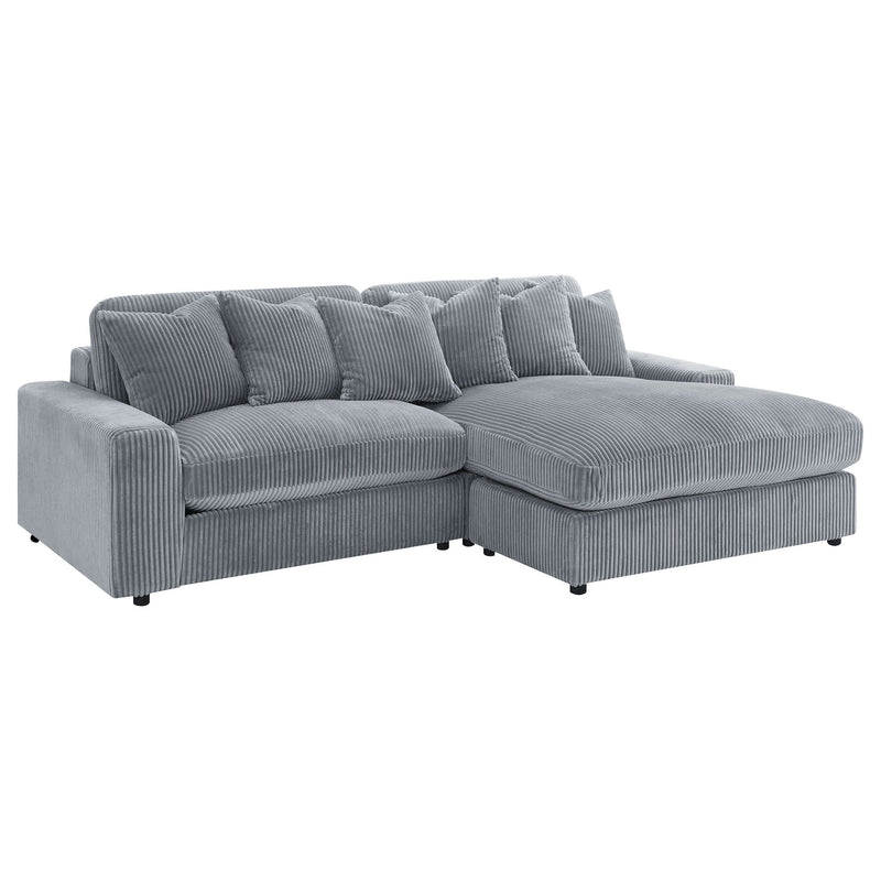 Marcus - Fog Track Arms Reversible Sectional With Pillows - Fog