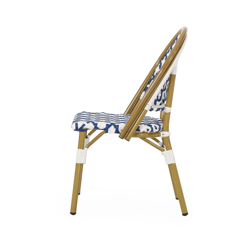 Chic French Bistro Chair With Durable Rattan And Aluminum Frame
