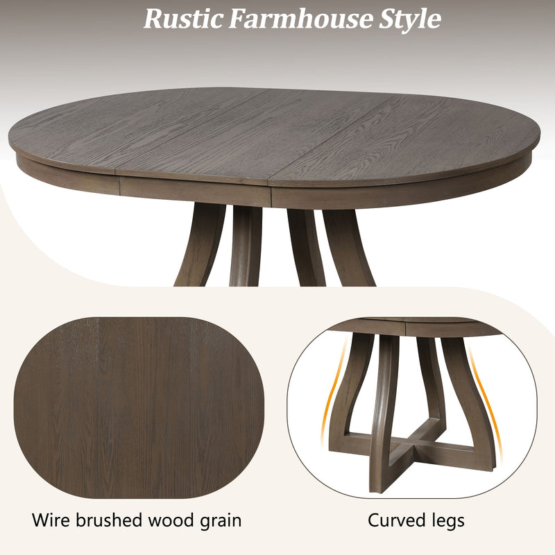 Round Extendable Dining Tabl, Middle Leaf, Curved Legs