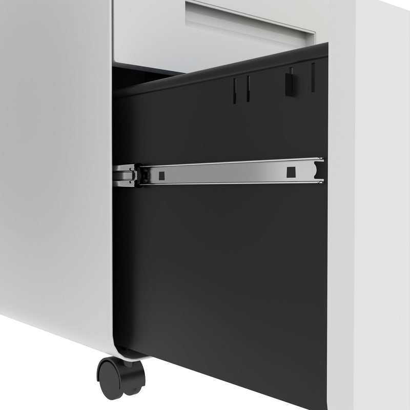 3-Drawer Mobile File Cabinet With Lock, On Casters, Holds A4/Letter Files