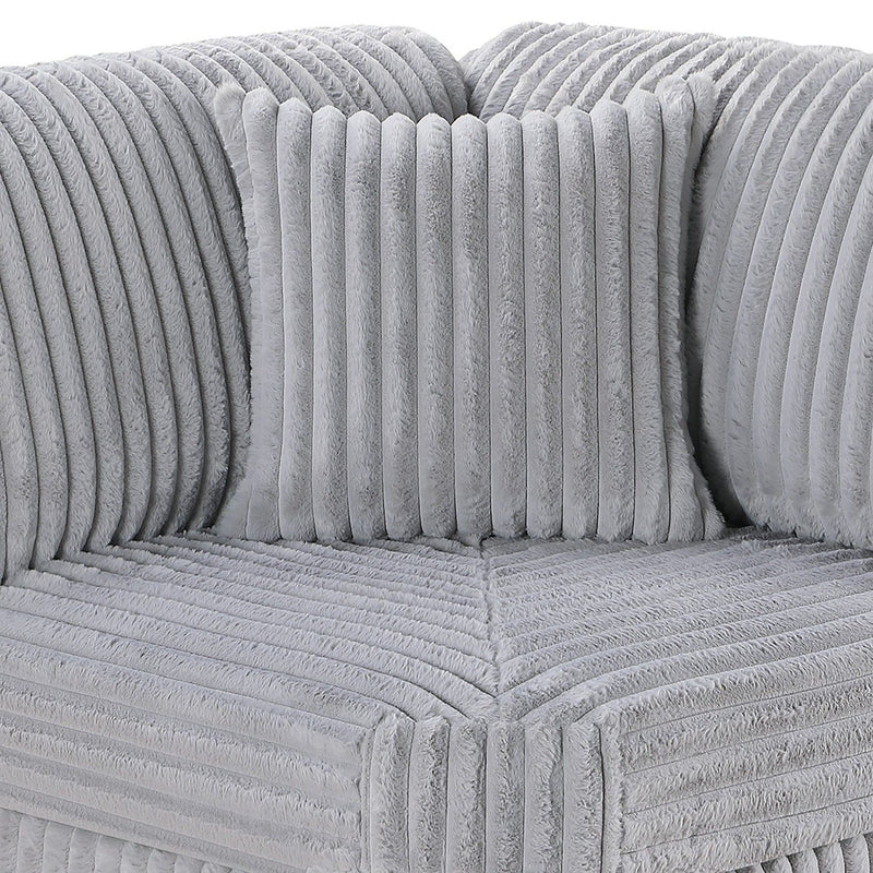 Corner Wedge Chair With Pillow, Living Room Furniture, Soft Upholstered Modular Seating - Gray / Mink
