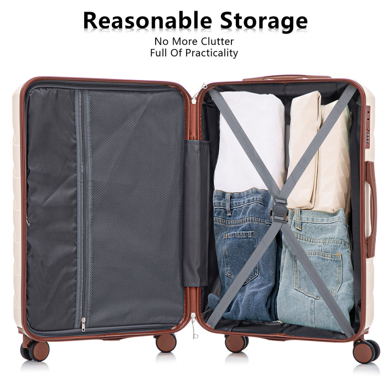 3 Pieces Set 20" / 24" / 28" Spinner Wheel Luggage With Combination Lock