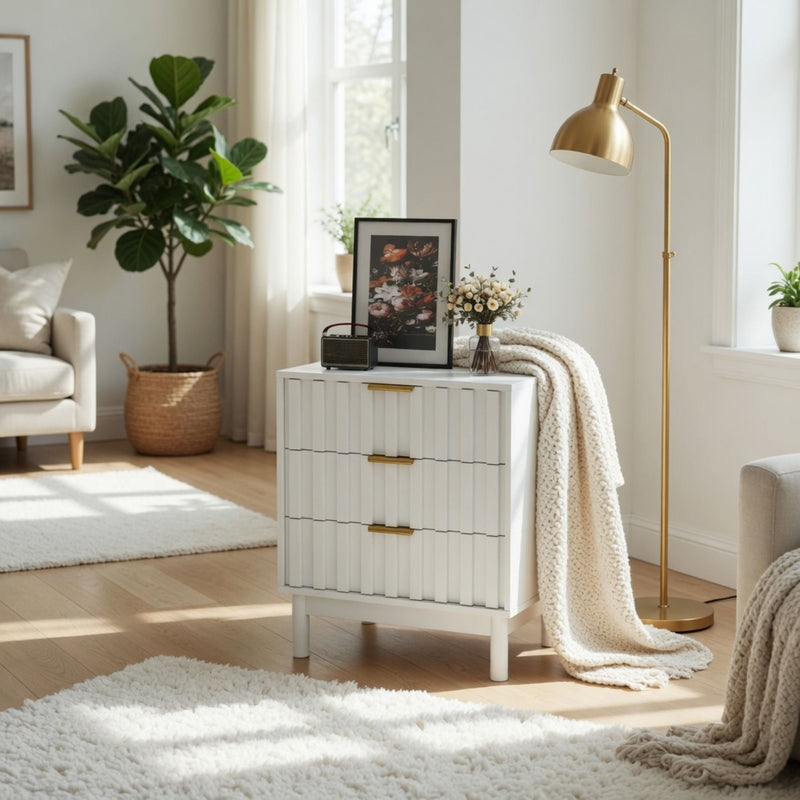 Fluted 3 Drawer Dresser