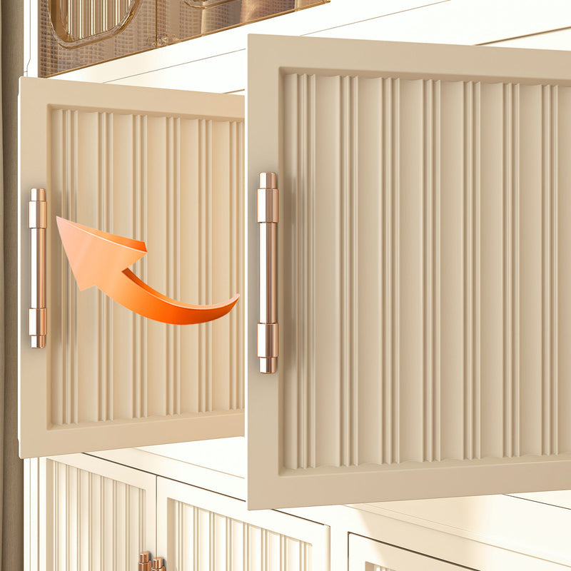 Portable Wardrobe Closet Storage Organizer With 17 Magnetic Doors, 17 Cubes, Hanging Rod & 6 Hangers - Creamy White
