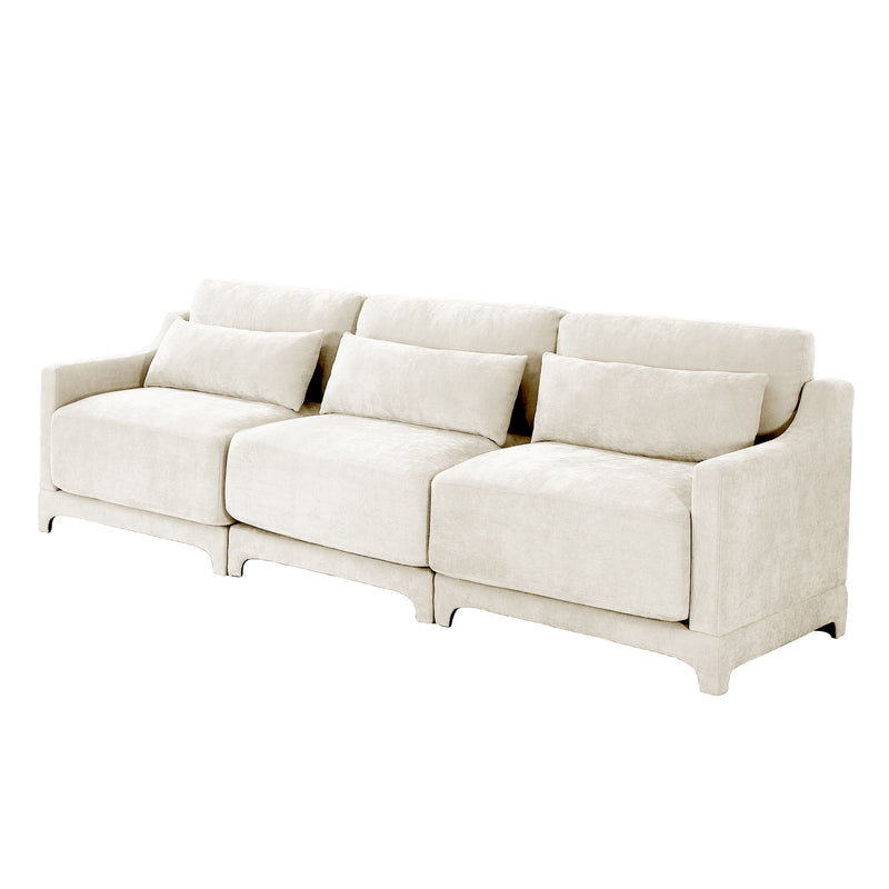 Elegant Sofa With Ergonomic Design And Lumbar Pillows