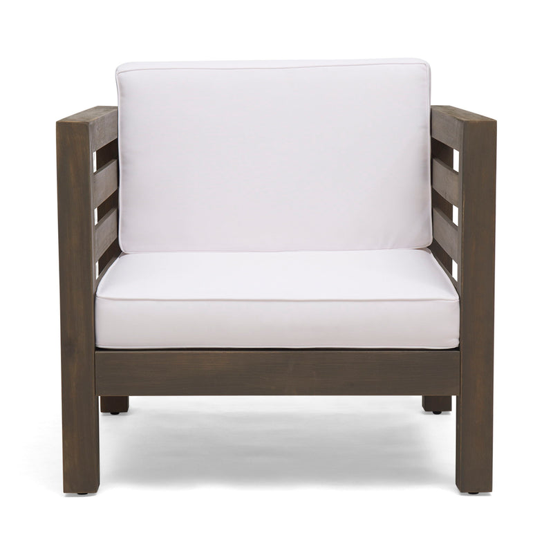 Outdoor Acacia Wood Patio Chair With Fabric Cushion