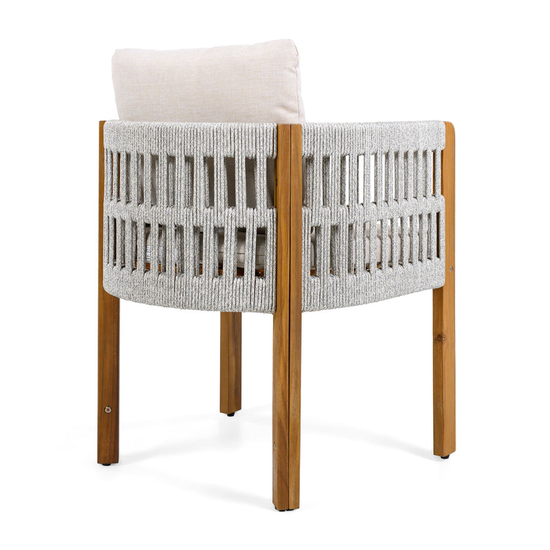 Outdoor Dining Chairs With Mix Rope Handles (Set of 2)