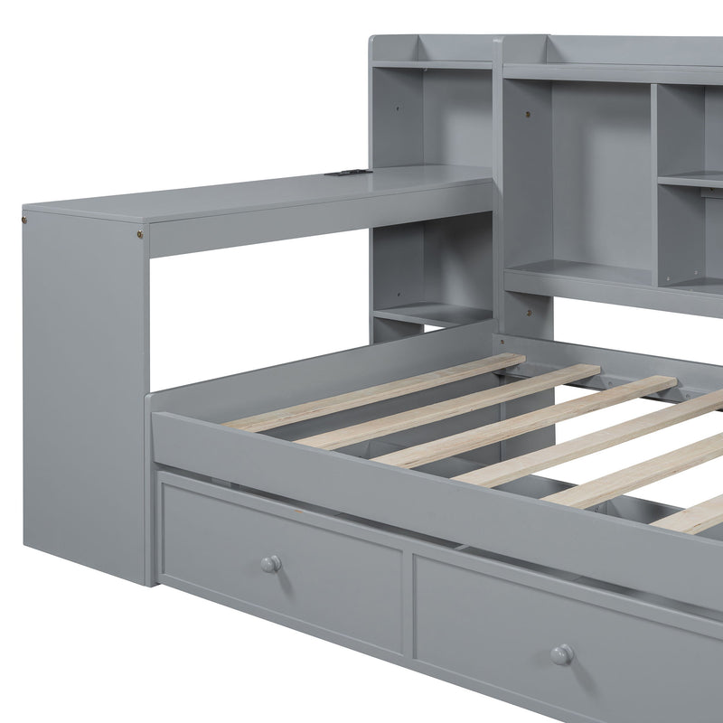 Daybed With 3 Drawers USB Ports And Desk