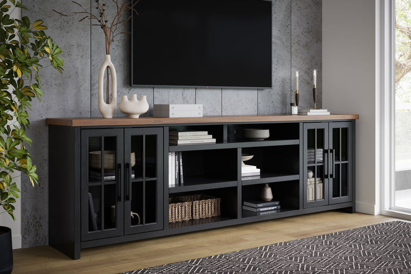 Essex - TV Stand Console For TVs Up To 100" - Black / Whiskey