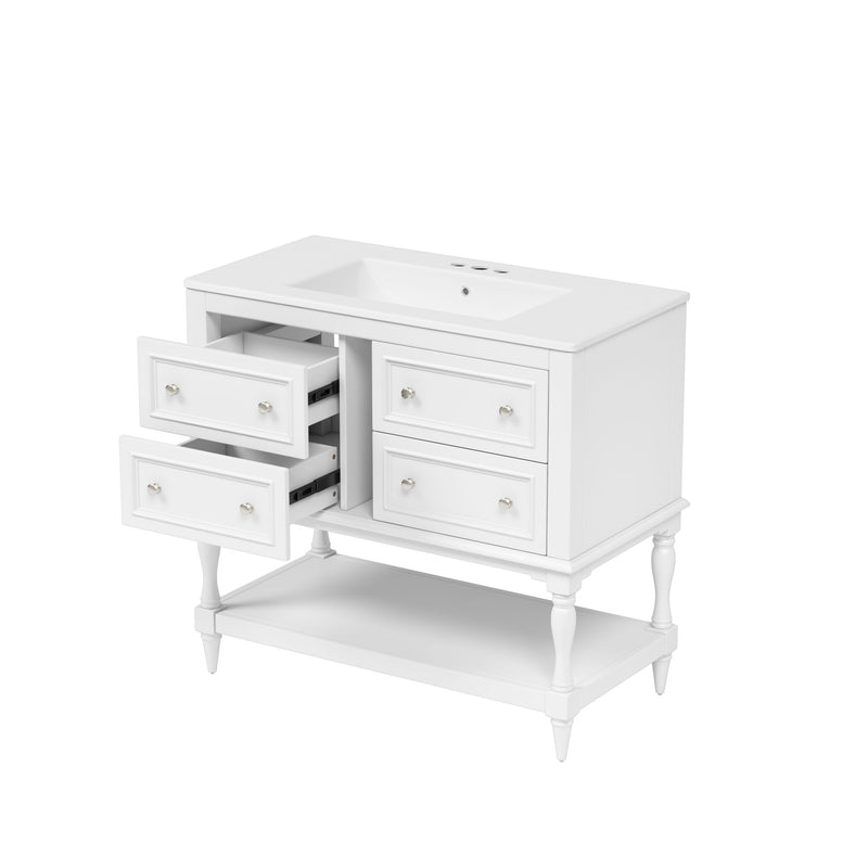 Bathroom Vanity With Medicine Cabinet, Storage Cabinet With 4 Drawers, Adjustable Shelf Mirror