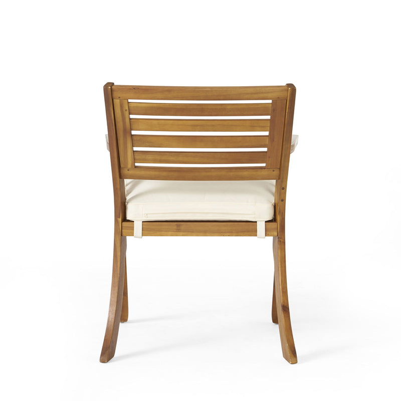 Outdoor Hermosa 5 Piece Wood Dining Set With Cushions - Teak / Beige