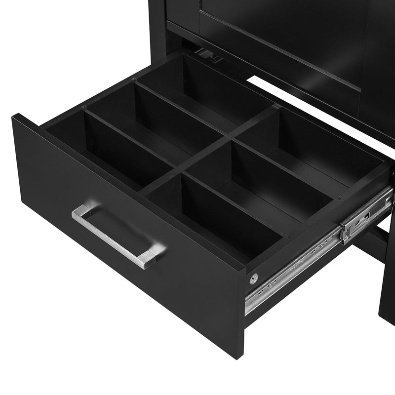 Bathroom Vanity With Ceramic Sink, Soft Close Drawers, Door Organizer, Divider Drawer, Adjustable Foot Pads