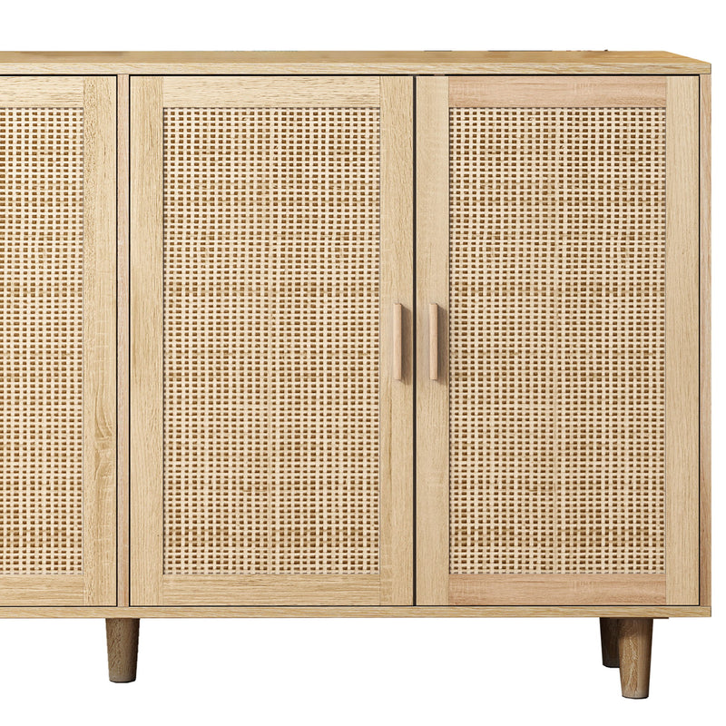 Elegant And Functional 4 Door Rattan Decorative Storage Cabinet