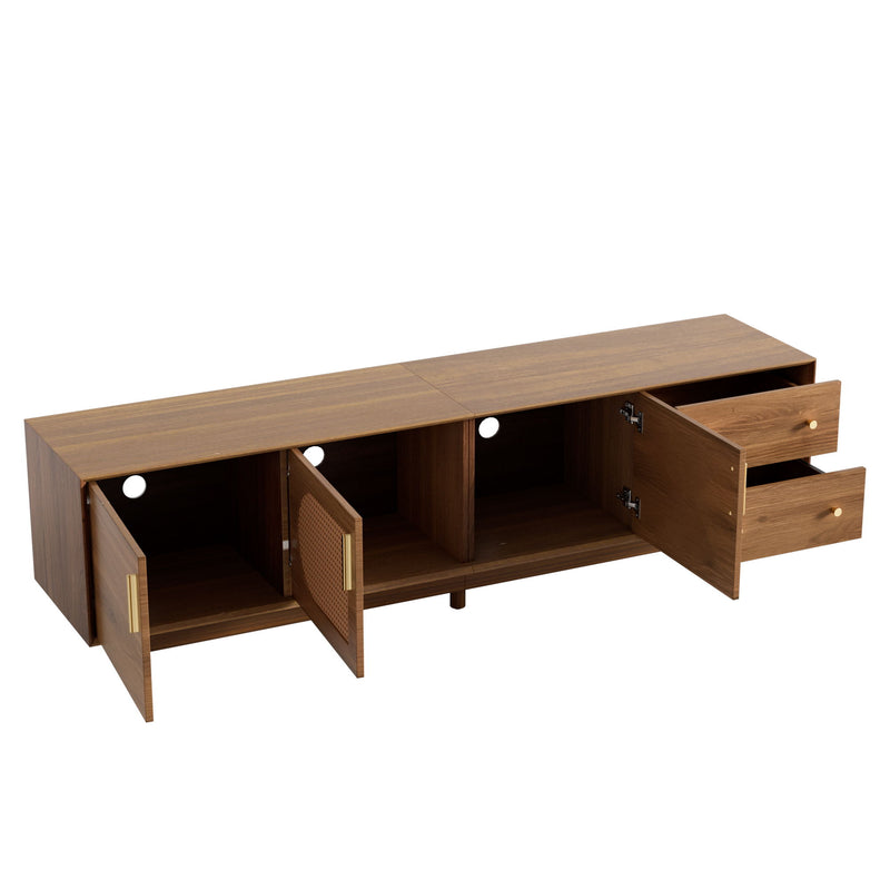 70" TV Stand With Beveled Edge Design - Brown