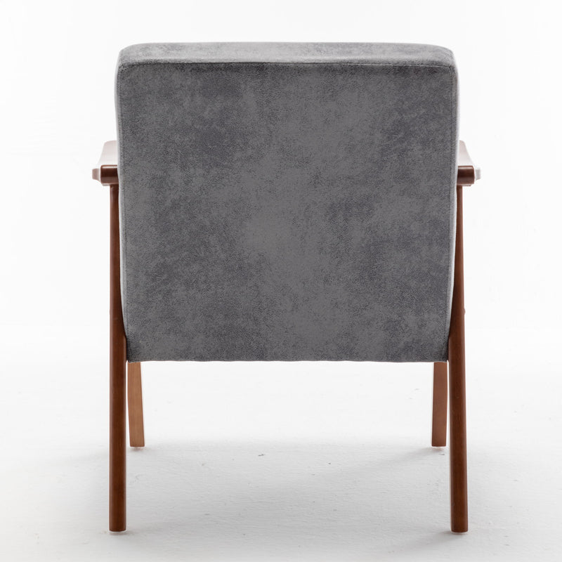 Mid Century Modern Accent Chair With Solid Wood Frame And Extra Thick Backrest