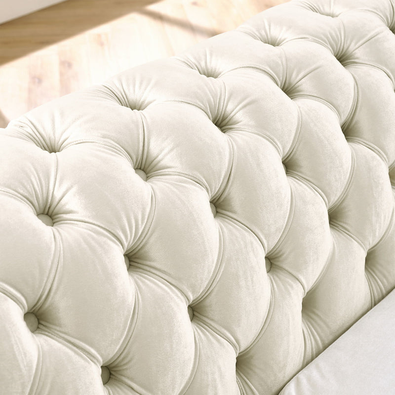L Shaped Chesterfield Sectional Sofa With Stainless Steel Accents