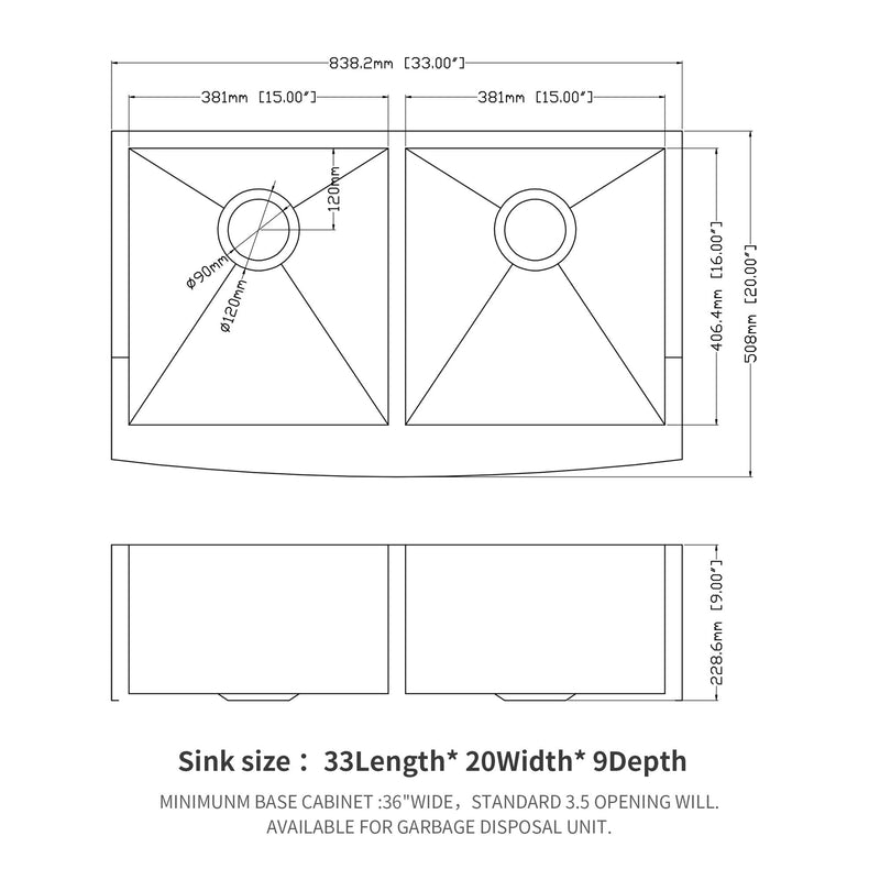 Farmhouse Double Bowl Sink With 50/50 Layout