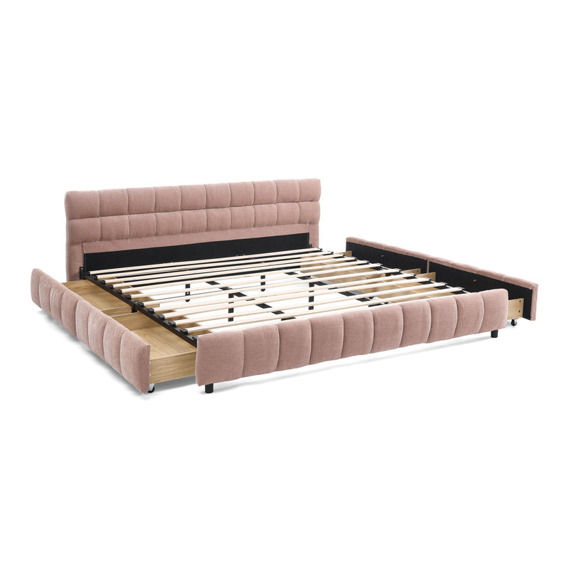 Modern Platform Bed Frame With Thick Fabric