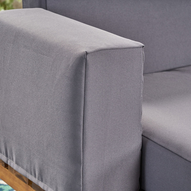 Outdoor Sofa With Cushions And Iron Legs - Natural / Gray
