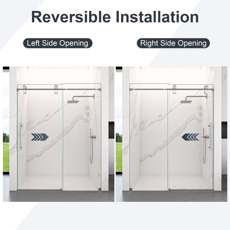 Frameless Single Sliding Shower Door With Clear Tempered Glass