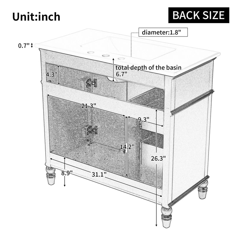 Bathroom Vanity With Sink, Freestanding Cabinet & Drawers