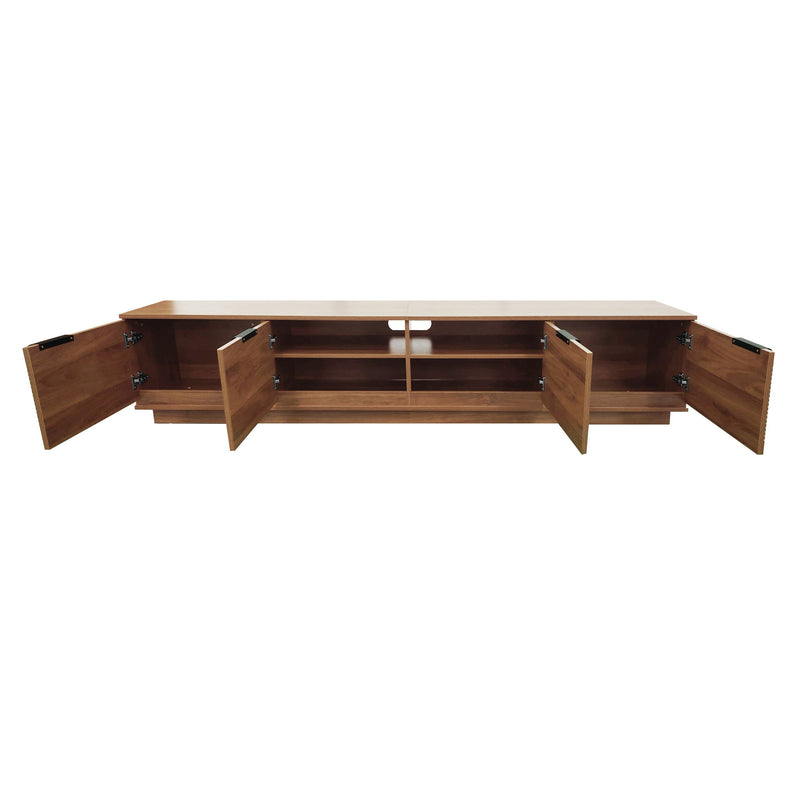 TV Stand, Entertainment Center & Fluted Door & Cable Management, Soft Closing Hinges - Walnut