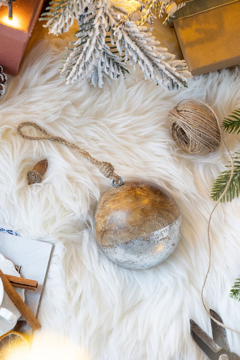 Christmas Ball Ornaments, Wood Decorative Hanging Ball Christmas Tree Ornaments For Holiday Party Decorations
