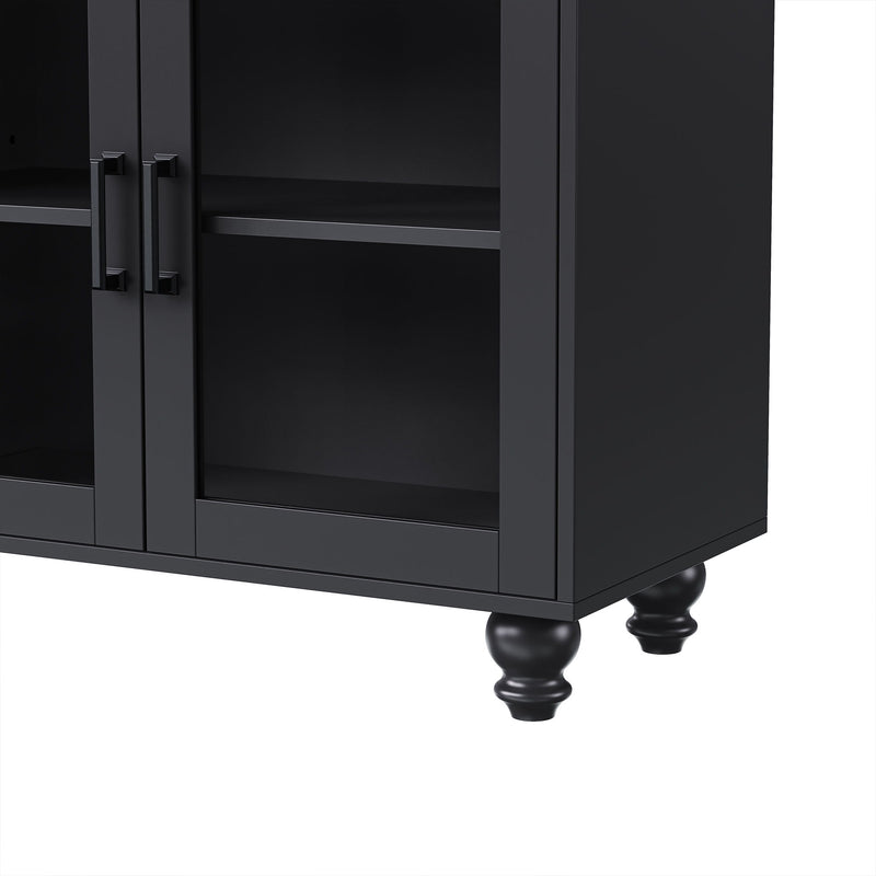 Farmhouse TV Stand With Solid Wood Gourd Shaped Legs For TVs Up To 70"