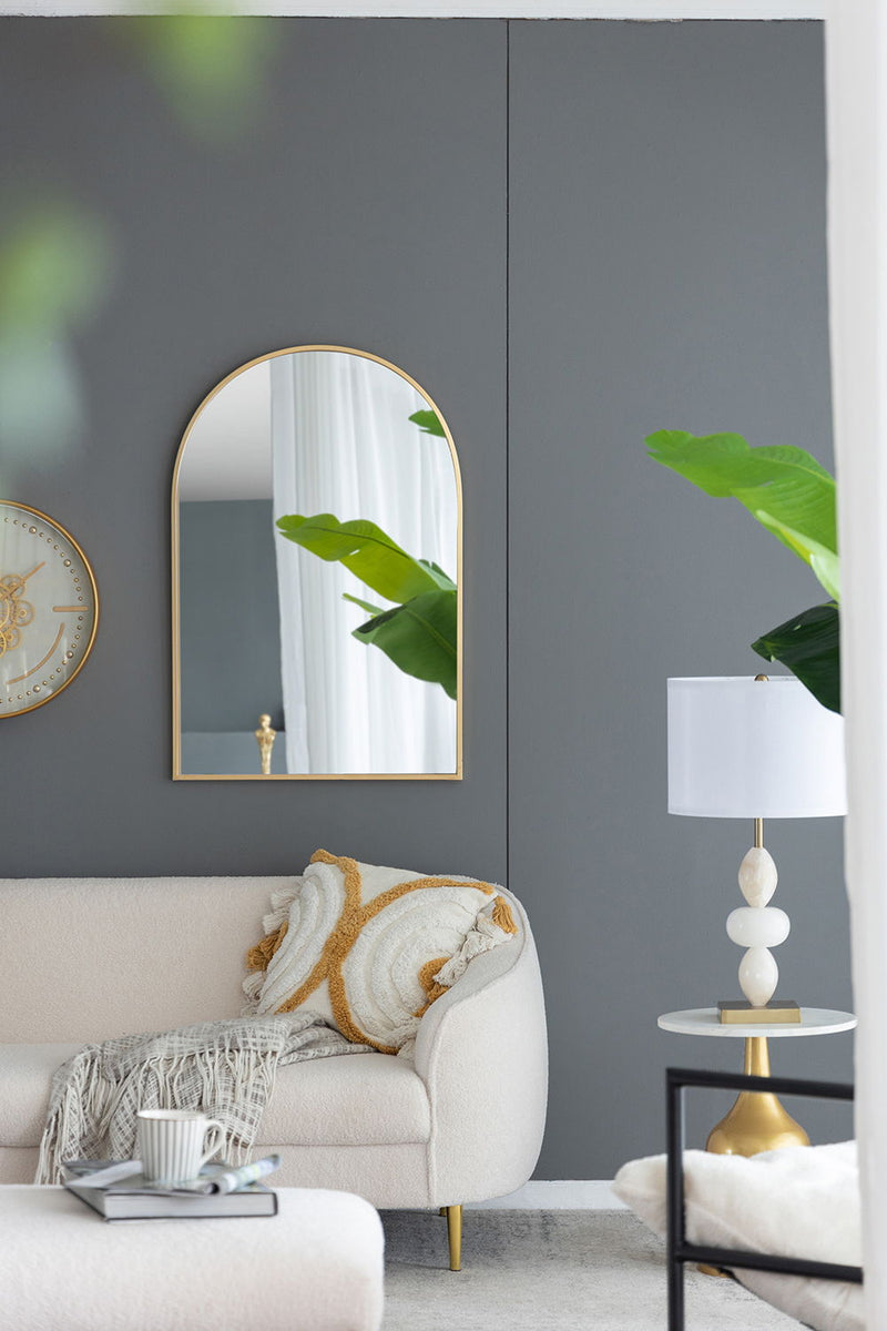 Arched Mirror With Metal Frame, Wall Mirror For Living Room Bedroom Entryway