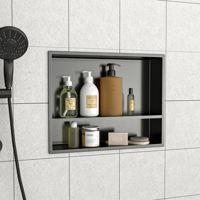 Modern Stainless Steel Shower Niche Double Shelf For Bathroom