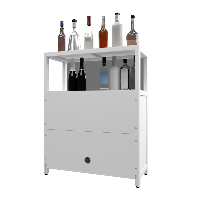 Bamboo Large Capacity Storage Cabinet With Shelves For Bathroom And Living Room - White