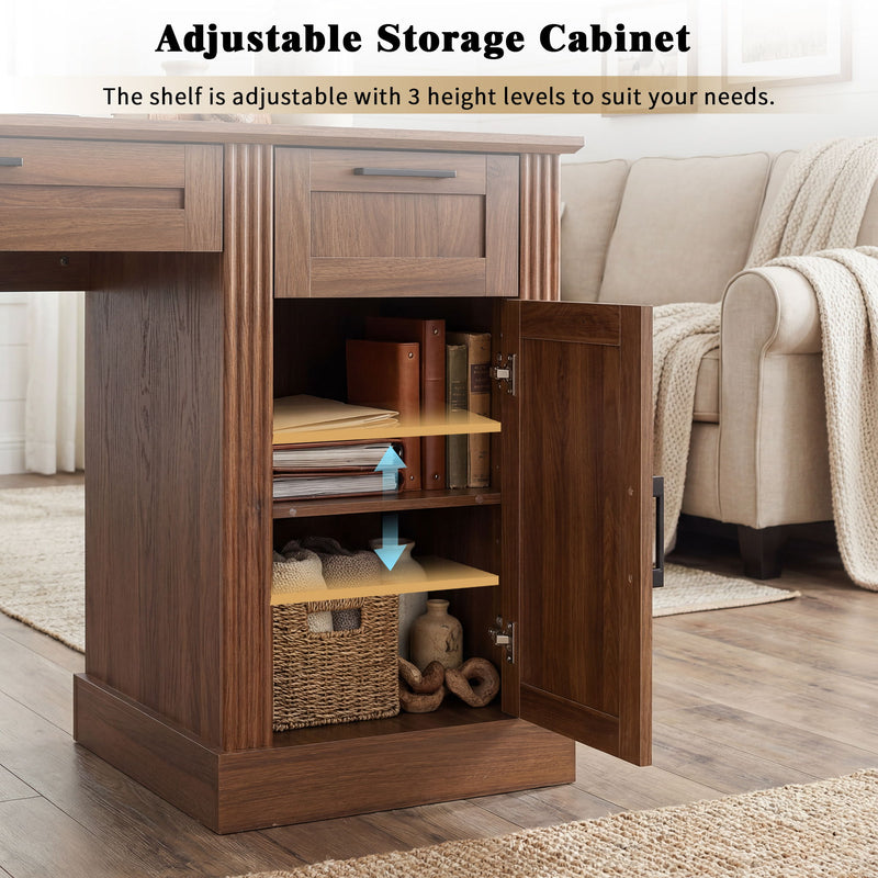 Office Desk With Charging Station & Storage Cabinet
