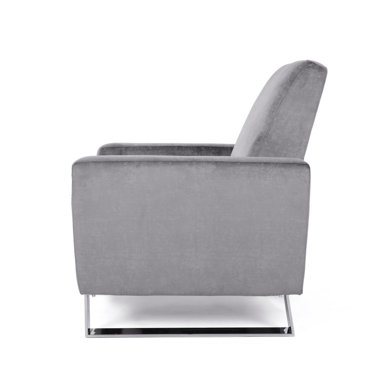 Bolt - Upholstered Recliner Chair With Stainless Steel Base - Gray